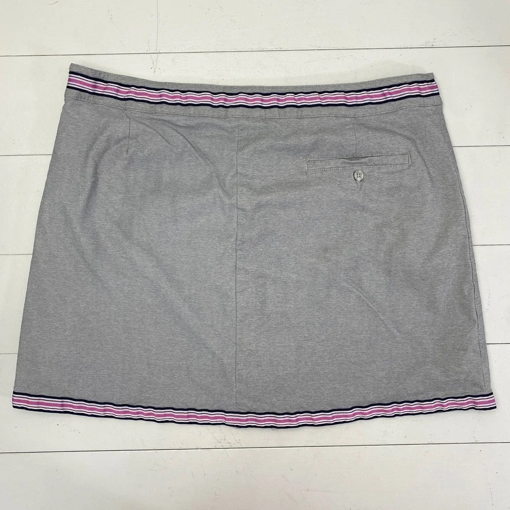 Lady Hagen Golf Skort Womens 16 Gray Stripe Active Athletic Skirt Tennis Preppy